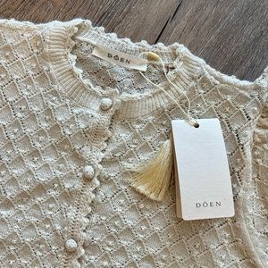 D Ô E N Dinah Puff-Sleeve Alpaca-Blend Cardigan NWT